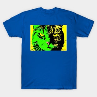 ANGRY CAT POP ART - GREEN YELLOW BLACK T-Shirt